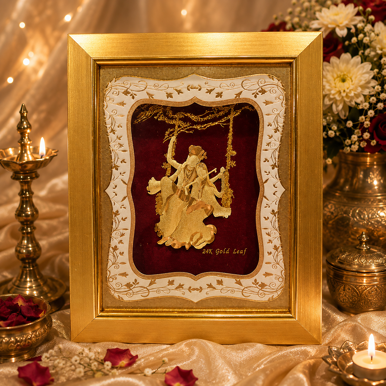 Silver Radha Krishn Frame
